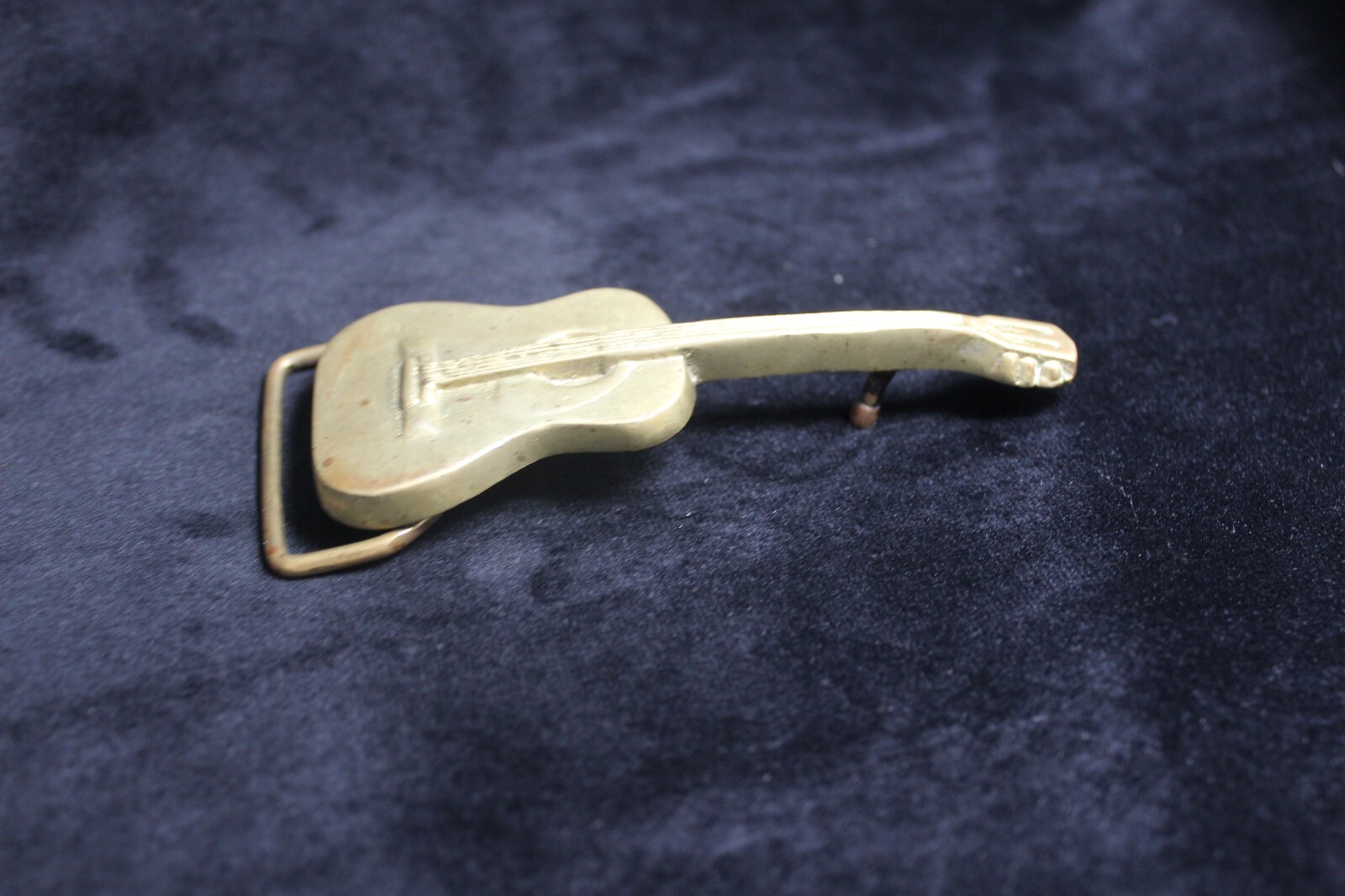 Vntg 1970s Solid Brass Acoustic Guitar Belt Buckle Counry Rock Music Aminco #124