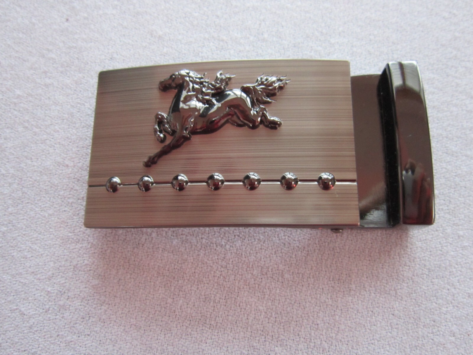 Western HORSE Bronco BELT BUCKLE Brushed METAL Slide Style Like New