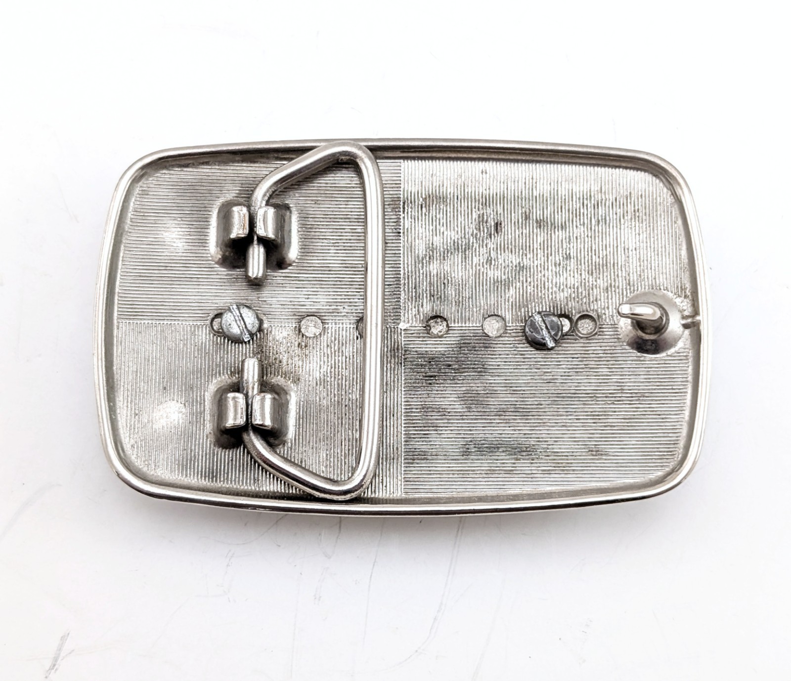 1970s-1980s Vintage Western Belt Buckle with Snowflake Obsidian Stone Cabochon