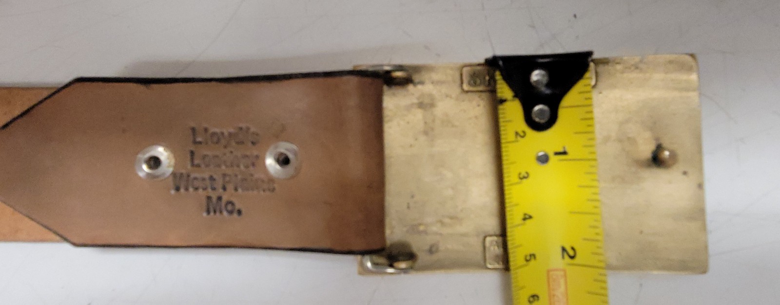 Sky West Brass Wood Inlay Buckle n Stamped Leather Belt