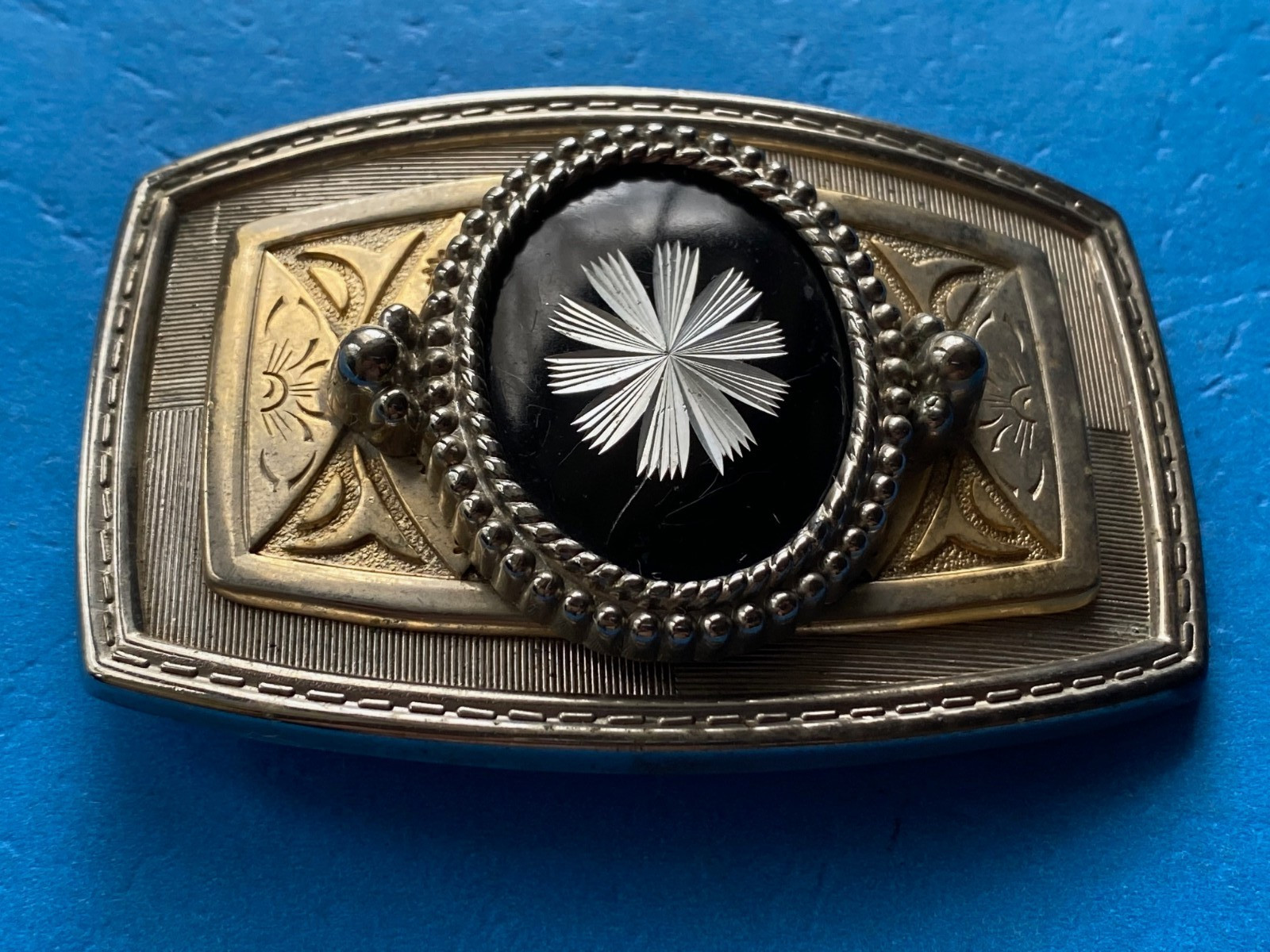 Vintage American Precious Stone Holder Belt Buckle