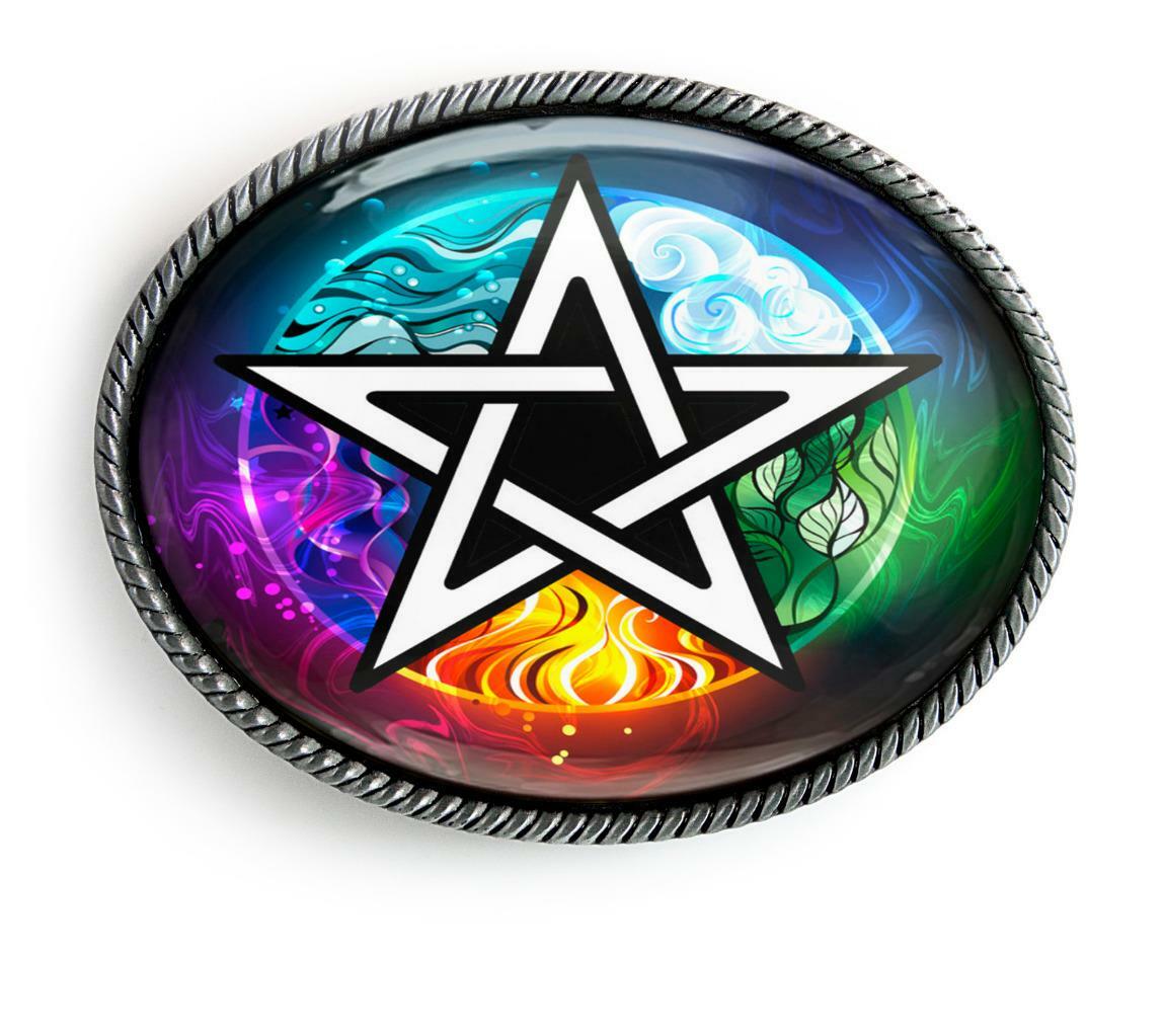 Magic Pentagram Wiccan Elements Pentacle Handmade Artisan Belt Buckle