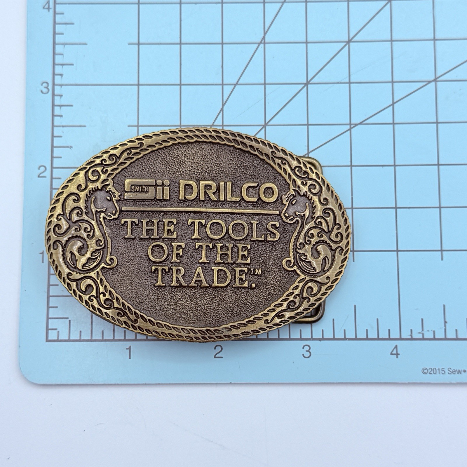 vintage 1970s belt buckle DRILCO oil field SMITH TOOLS BRASS