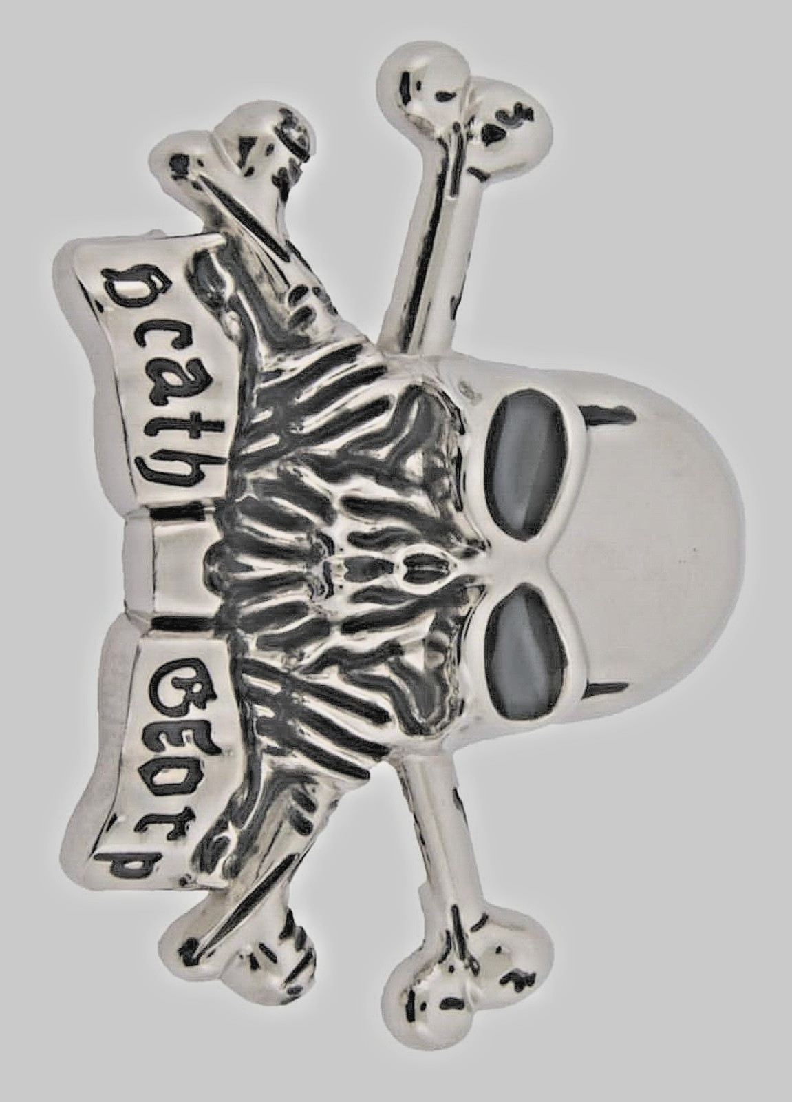 Skull Belt Buckle Silver Metal Skeleton Crossbones Pirate Sign Halloween Party