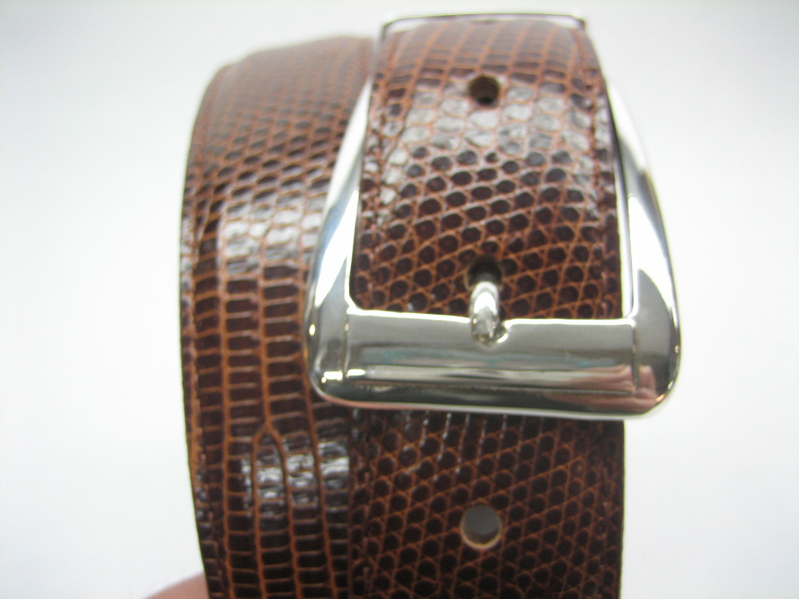 Sterling silver 925 two piece buckle set and Genuine Lizard 30 mm belt U.S.A..