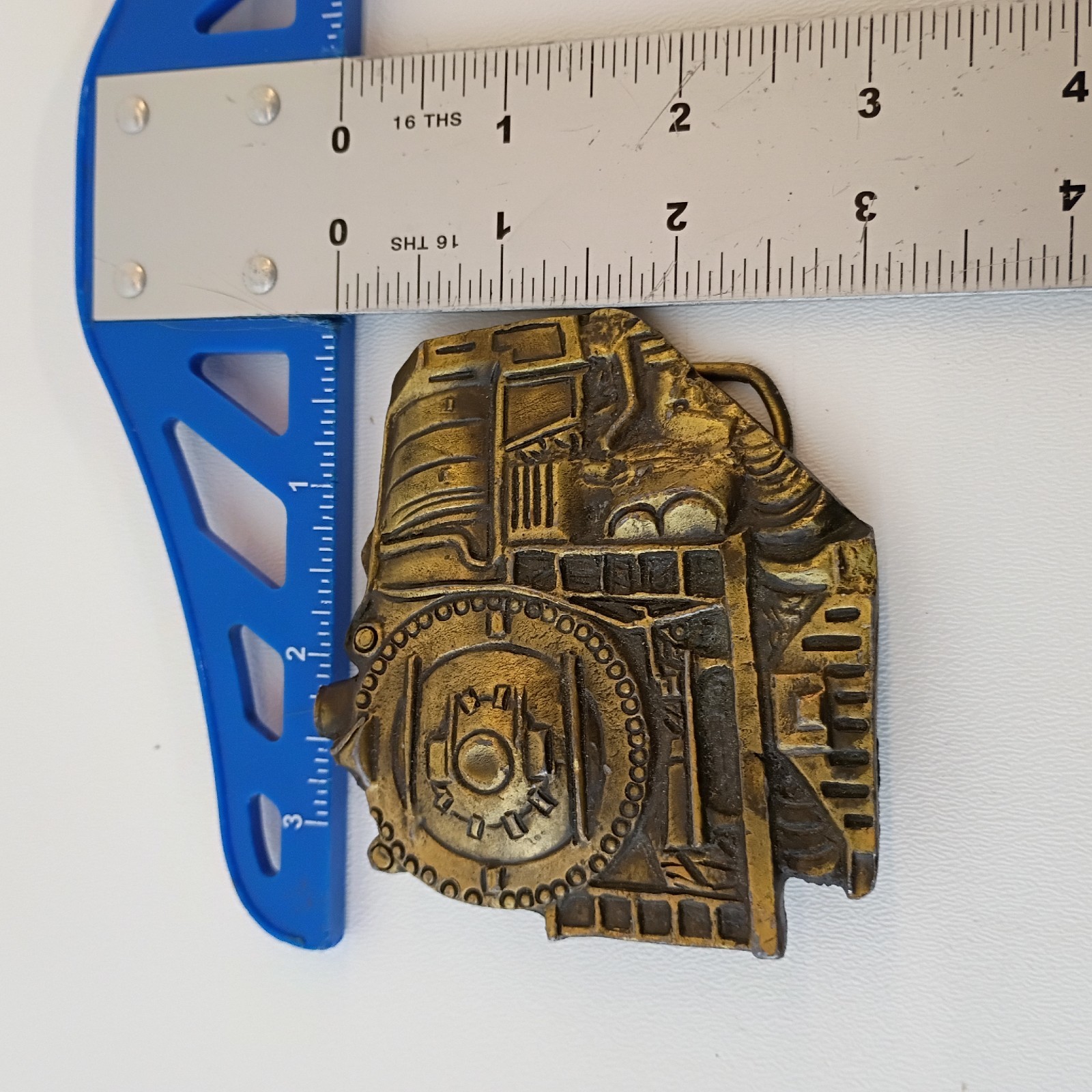 Vintage 1978 Instyle Brass Locomotive Train Railroad Belt Buckle 1142 3.5×3.5