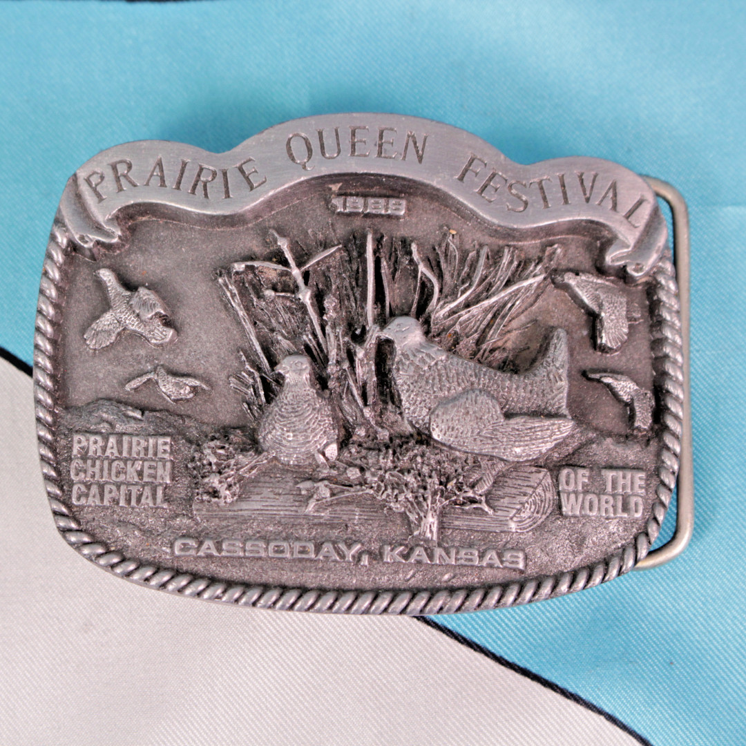 Vtg 80s/ 90s Cassoday Kansas Belt Buckle Lot of 9 Prairie Queen Festival