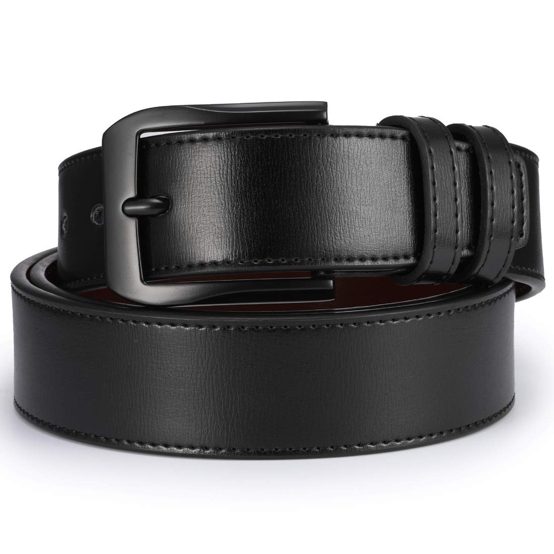 beltox fine Men’s Casual Leather Jeans 48-50, Black Belt With Buckle