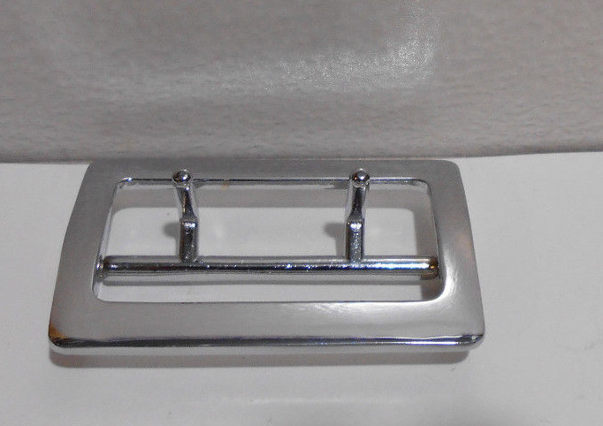 X2 Solid Brass Chrome Rectangle Belt Buckle Center Bar 2 Prong 2 3/4&Prime; x 1 7/8&Prime;