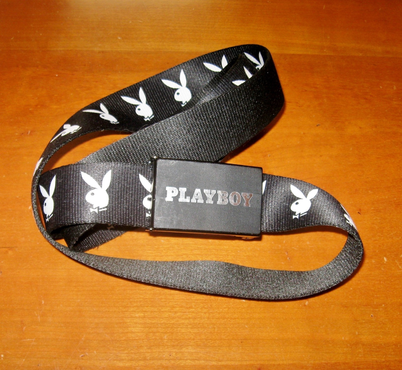 Playboy Bunny Belt w Buckle Bottle Opener Playboy Cloth Adjust Revisible Belt