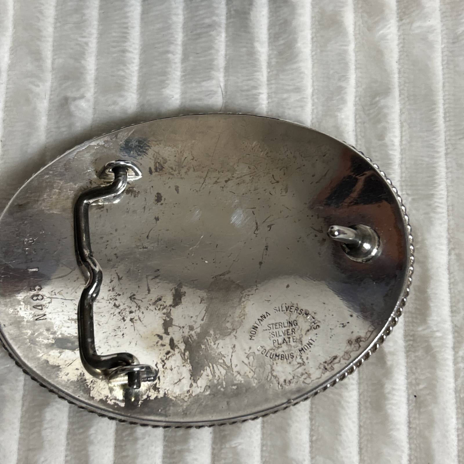 Vintage Montana Silversmiths Sterling Silver Plate ￼ Western Horse Belt Buckle