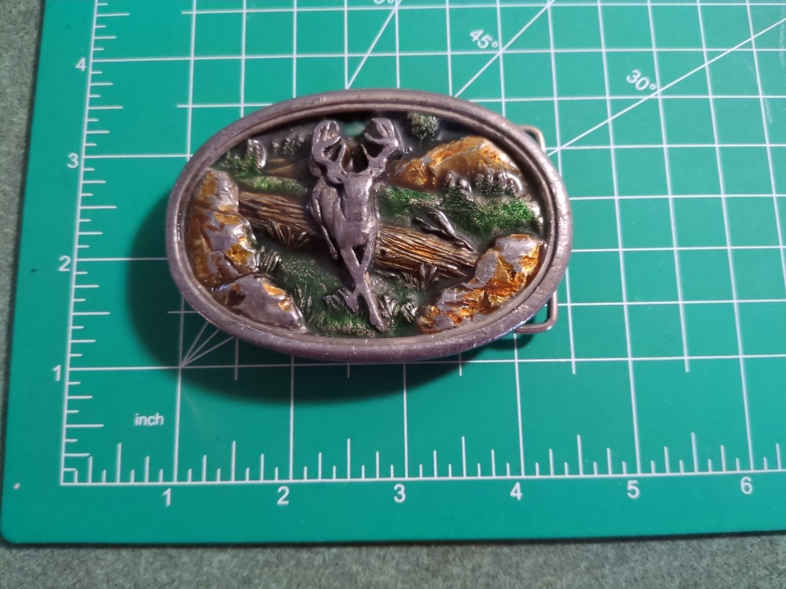 Vintage Bergamot Deer Metal Belt Buckle #G-146 Glossy Colors 1983 Made In USA