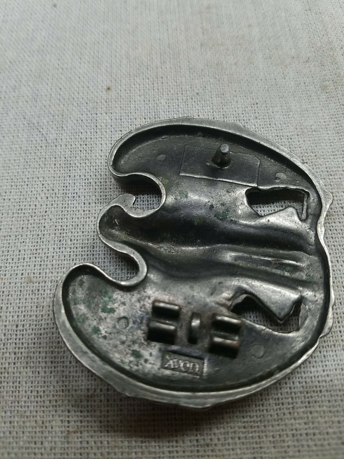 Vtg pewter belt buckle Eagle Avon 