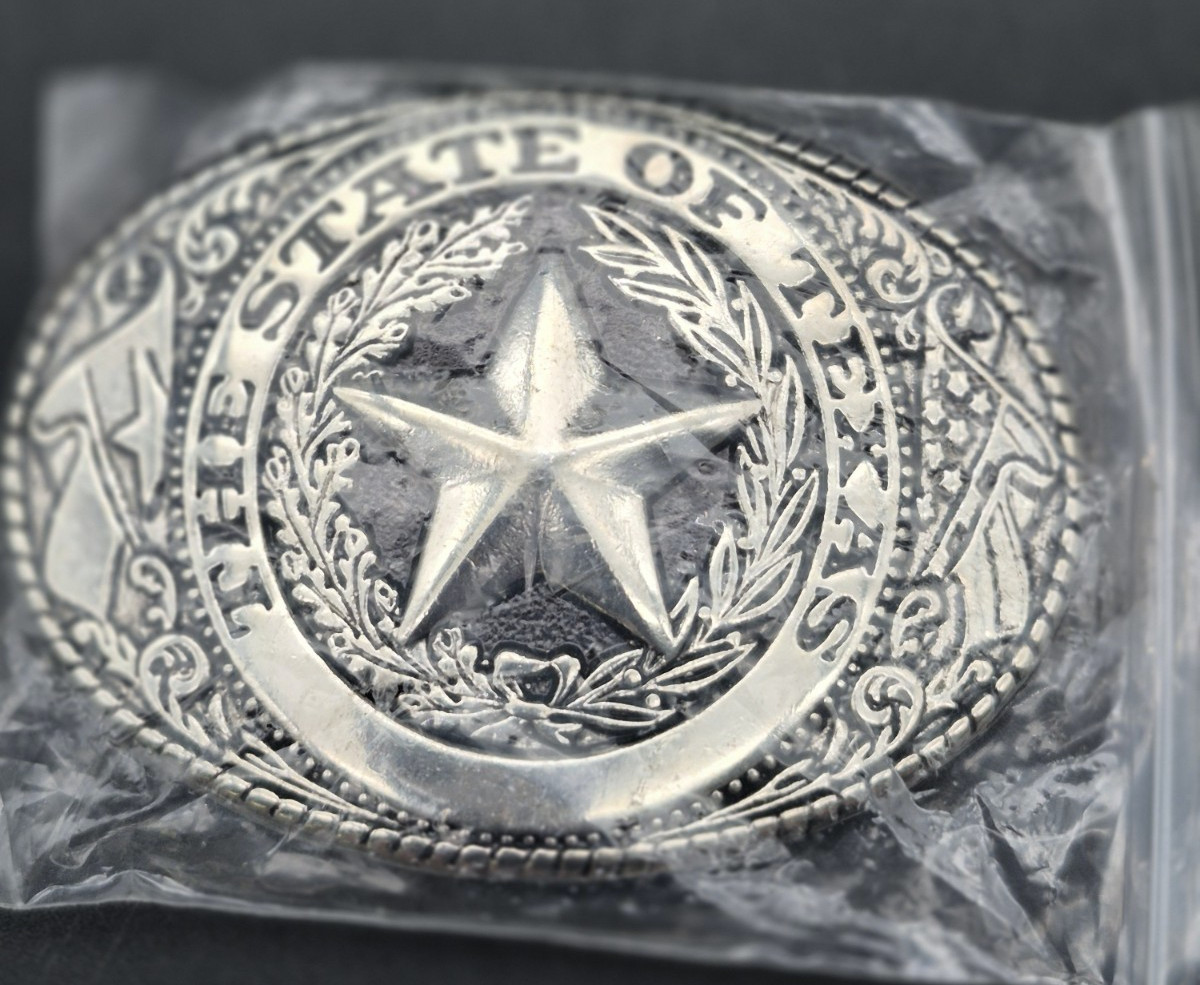 The State of Texas Flag Star Silver Belt Buckle