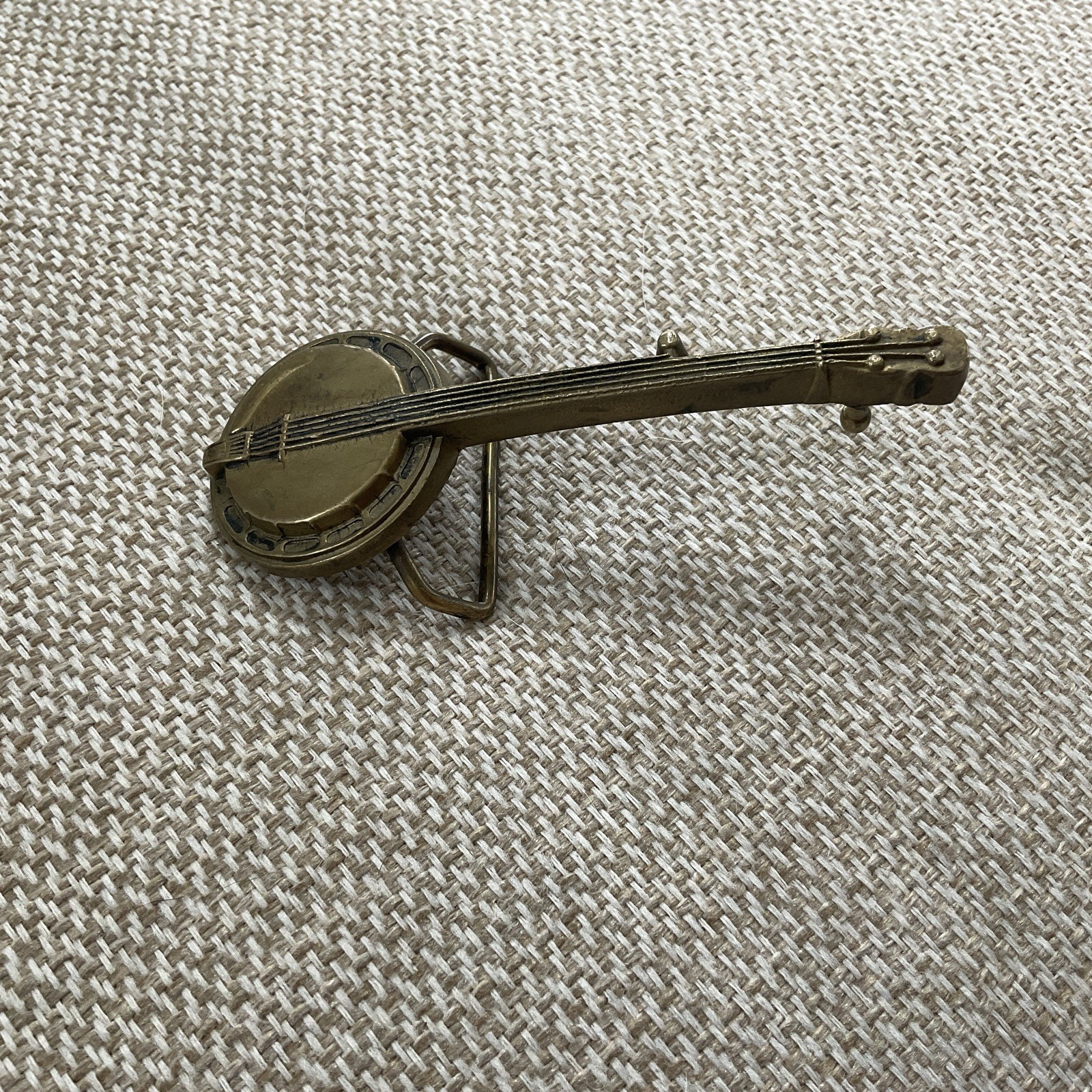Vintage 1978 Baron Belt Buckle Banjo Guitar Solid Brass Music Western Buckle USA