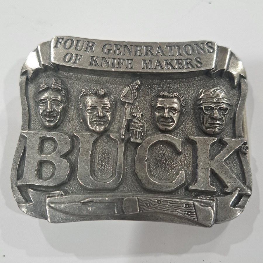 Buck Knives Silver Metal Belt Buckle Antique Finish 1.5in Logo MPN 950536
