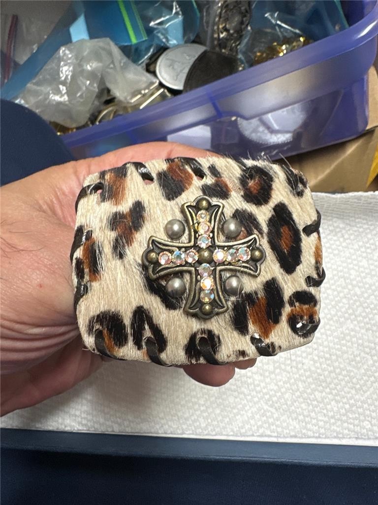 Vintage Handmade Leopard Print with Cross Belt Buckle