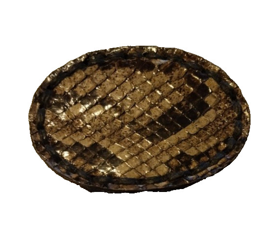 Rattlesnake Skin Belt Buckle Leather Back Vintage Western Cowboy