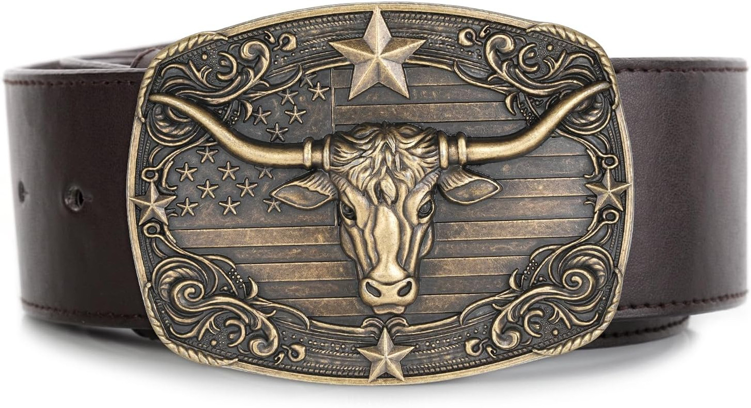 Cowboy Belt Buckle for Men Western Cowgirl Rodeo Longhorn Bull Belt Buckles