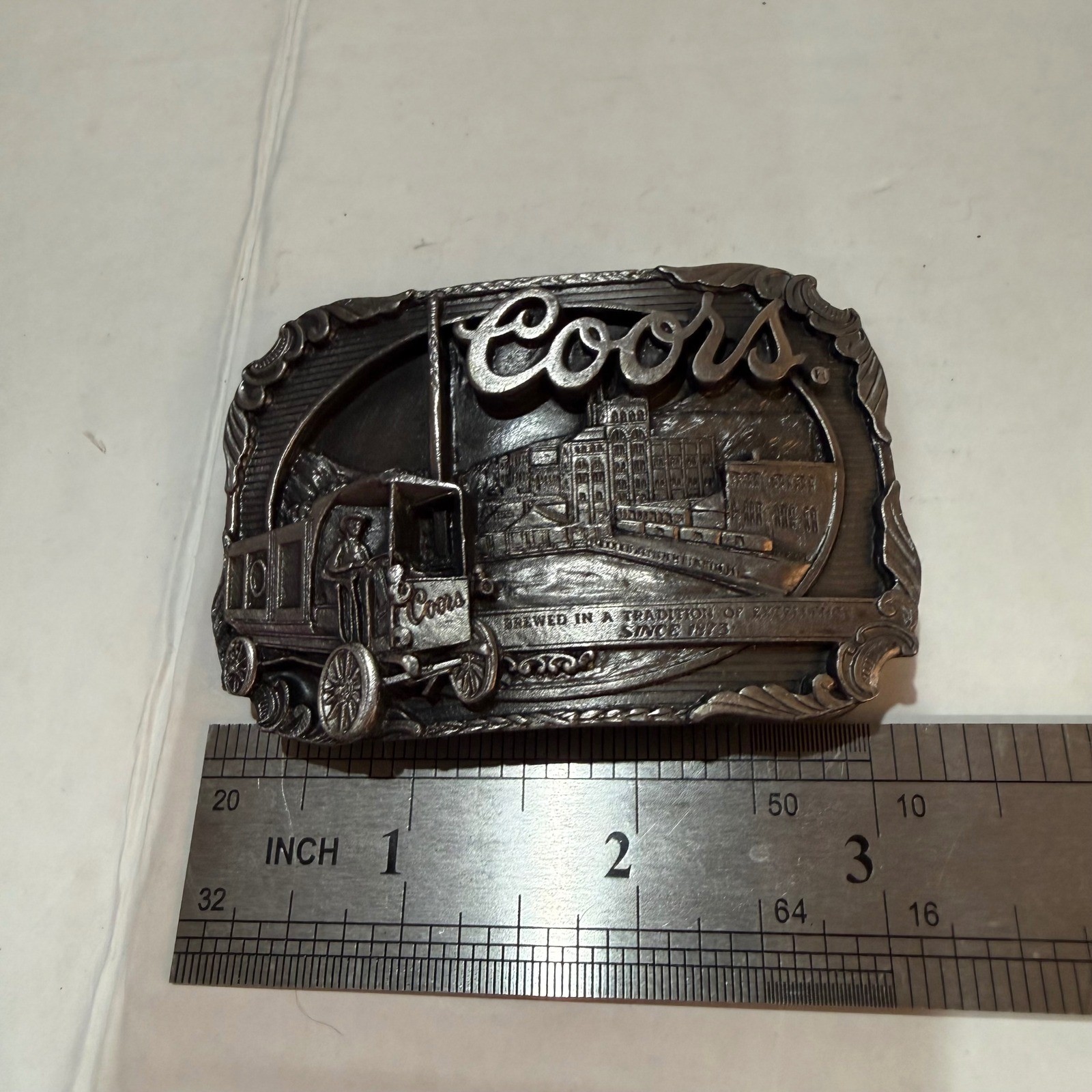 Vintage 1990 Coors Brewery Beer Americana Belt Buckle Bergamot Made in USA