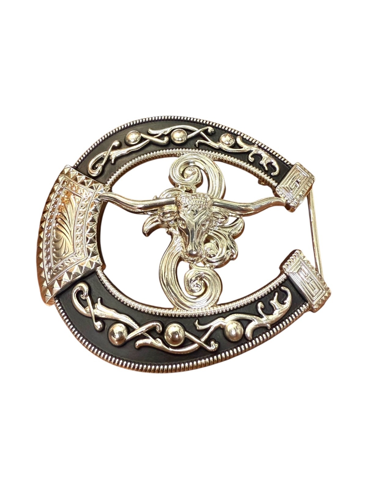 Long Horn Bull Western Style Belt Buckle Hebilla Vaquero con Toro