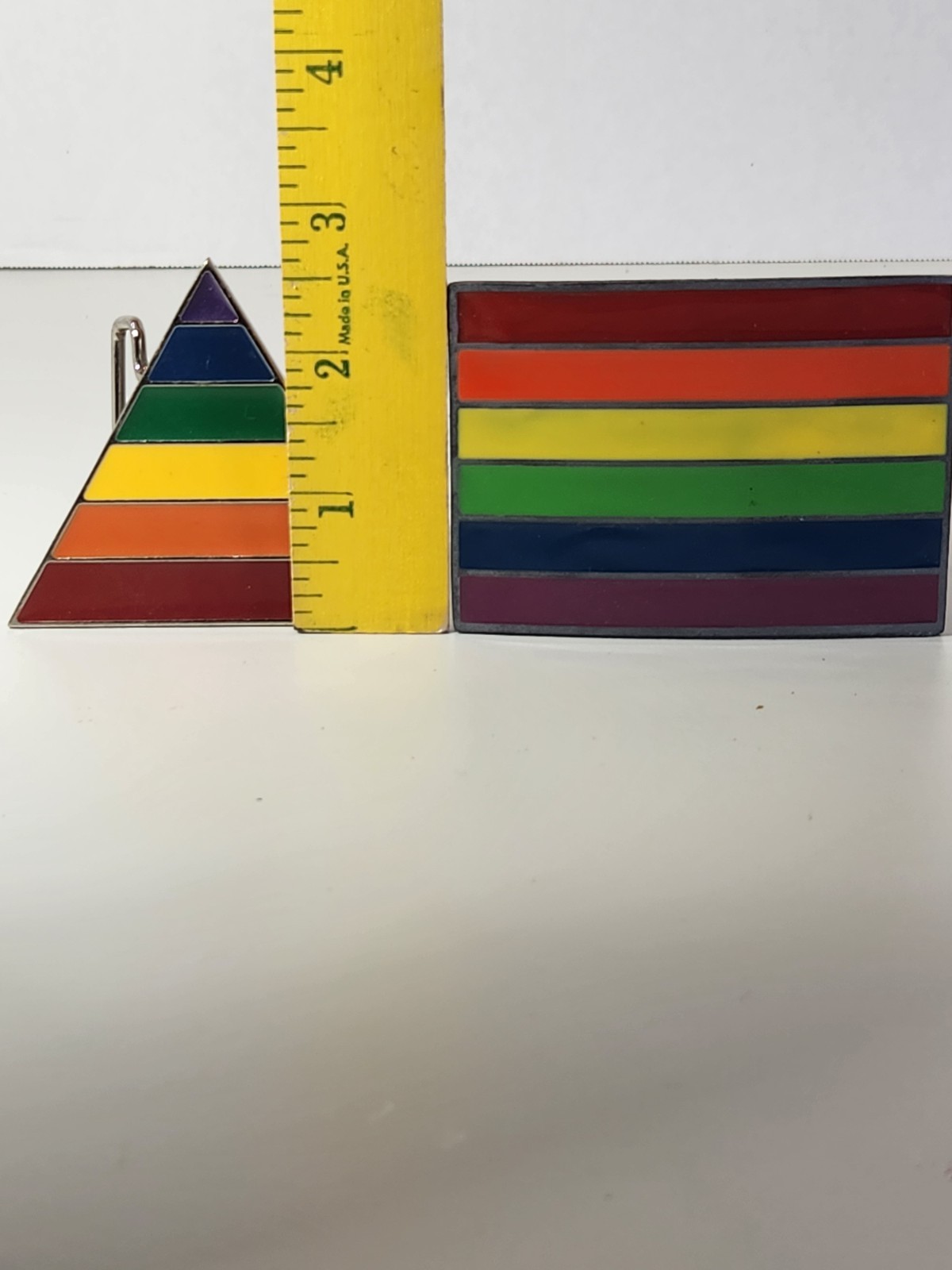 Great American Products Lot of 2 Rainbow Pride Striped Enamel Belt Buckles LGBTQ