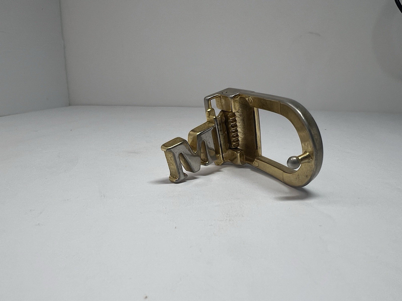 VTG Pat Pending Initial M Monogram Two Tone Gold Silver Belt Buckle Italy