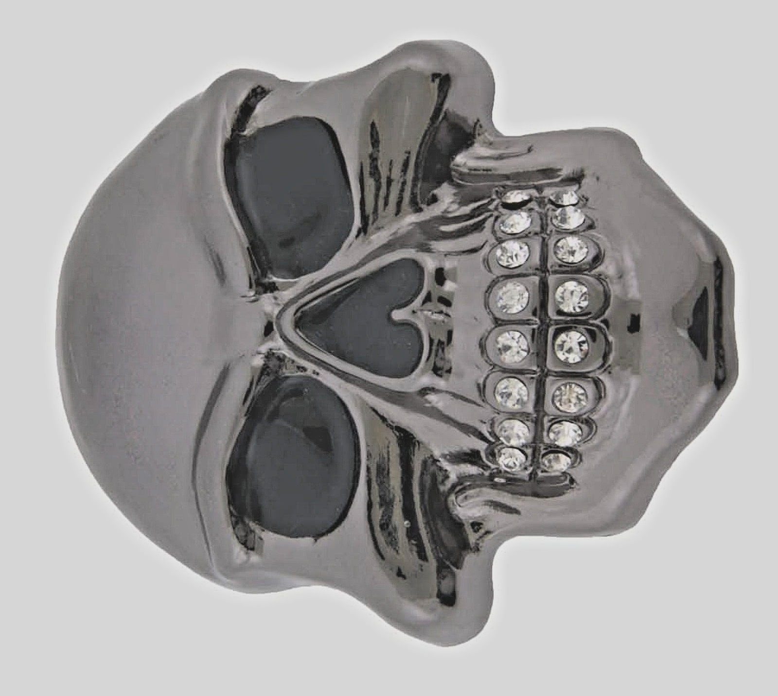 Skull Belt Buckle Grill Gunmetal Gray Emblem Bling Iced Style New Men Women Goth