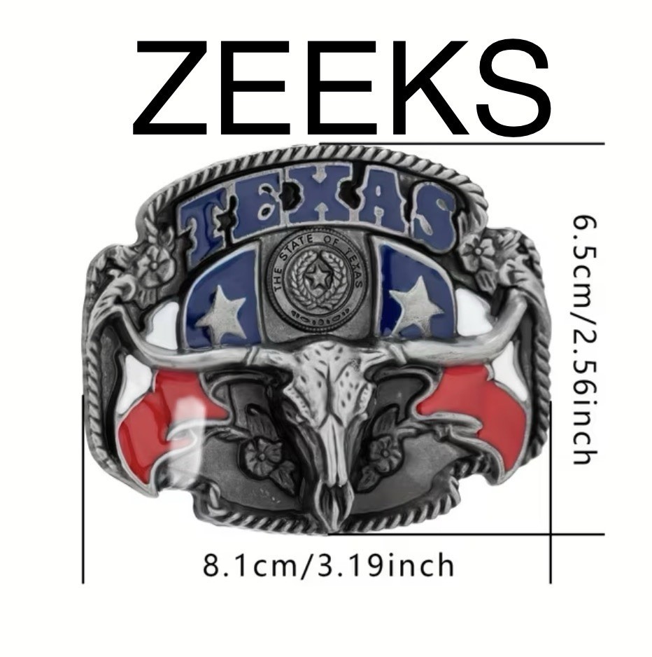 New Texas Longhorn Bull Skull State Flag Western Cowboy Rodeo Belt Buckle