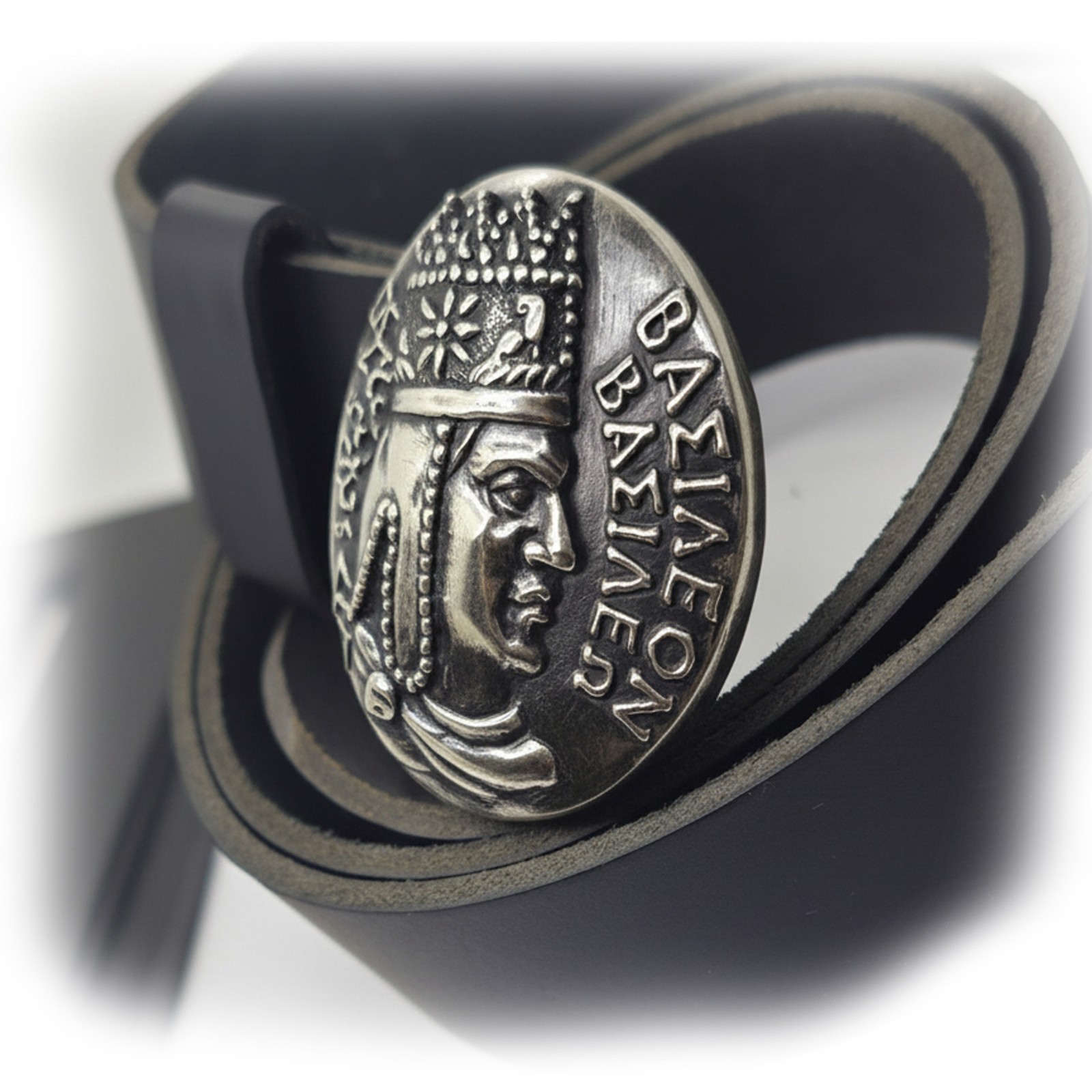 Tigran Kings of King Vasileon Vasilen Armenian Silver Belt Buckle with Leather