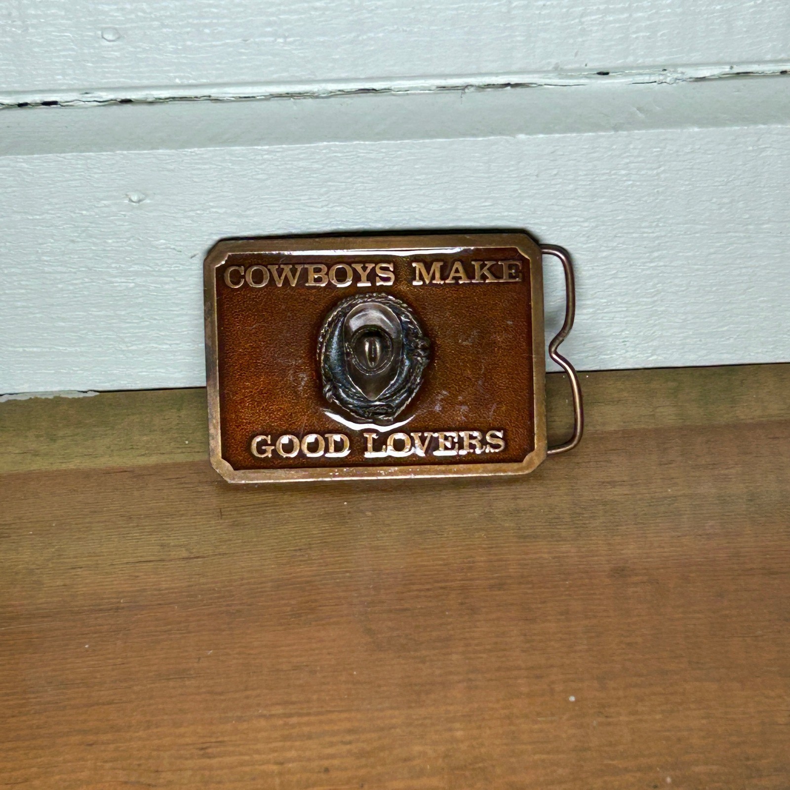 Brown SBS Inc Belt Buckle Cowboys Make Good Lovers Vintage