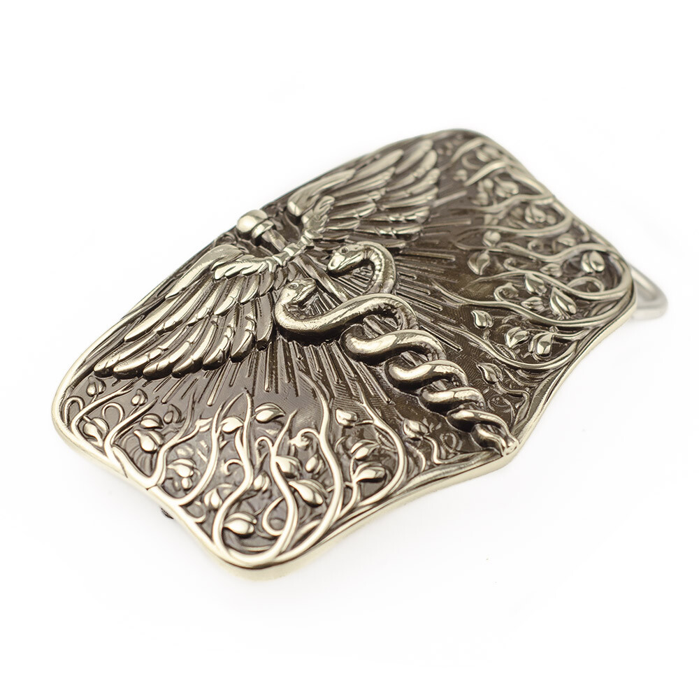 Medical german silver belt buckle Caduceus, Physician Medical Corps belt buckle