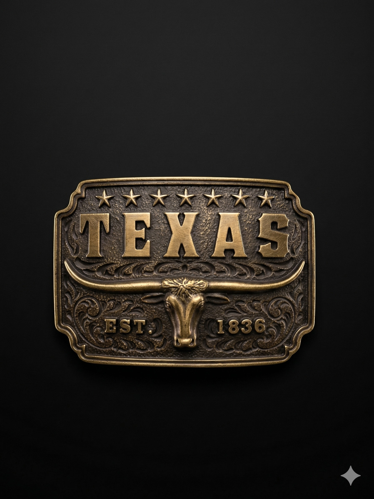 Vintage Bronze Texas Longhorn Belt Buckle – Est. 1836 Commemorative Edition