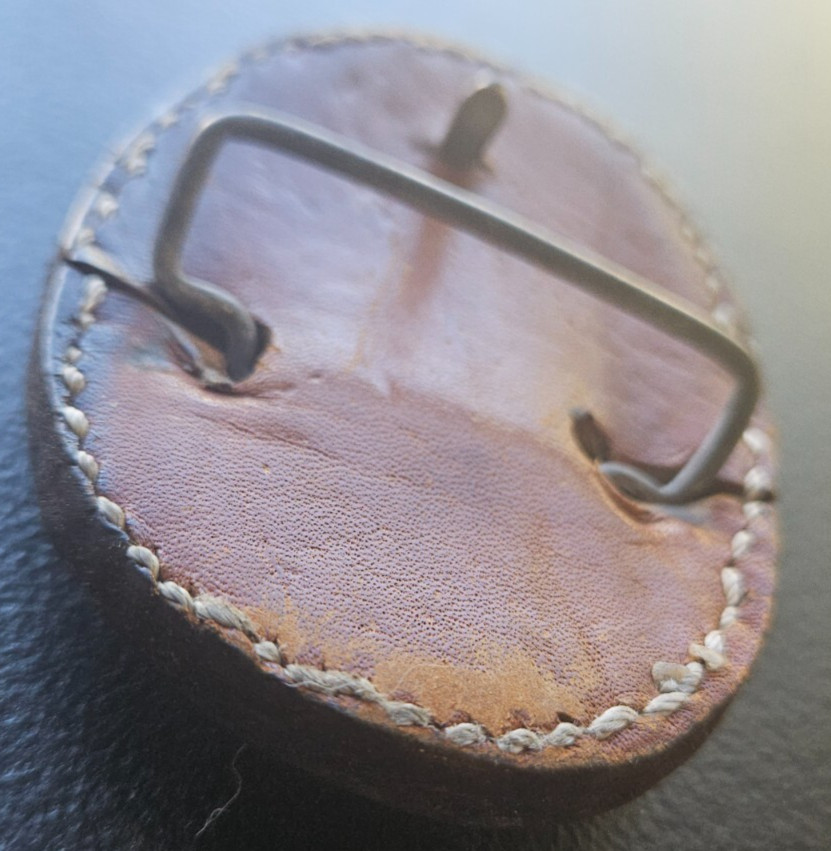 BULL IMAGE. GENUINE LEATHER . EBROIDERED BELT BUCKLE. WHITE ON DARK LEATHER