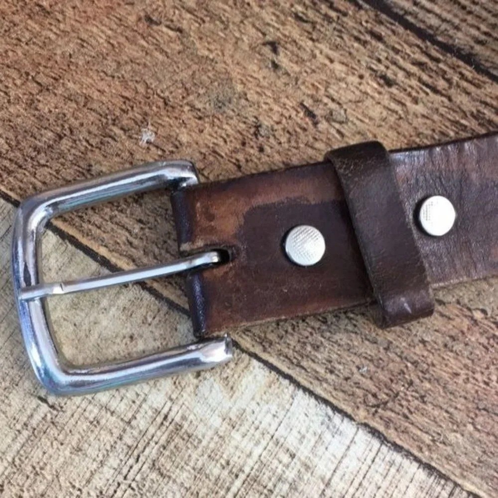 US Army Vintage Brown Leather Buckle Belt Mens One Size