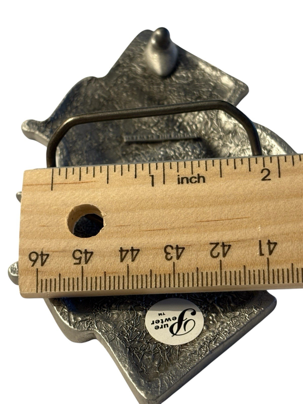 Horseshoe 8 Ball Belt Buckle Checkered Flags Gambling Pewter NOS READ American