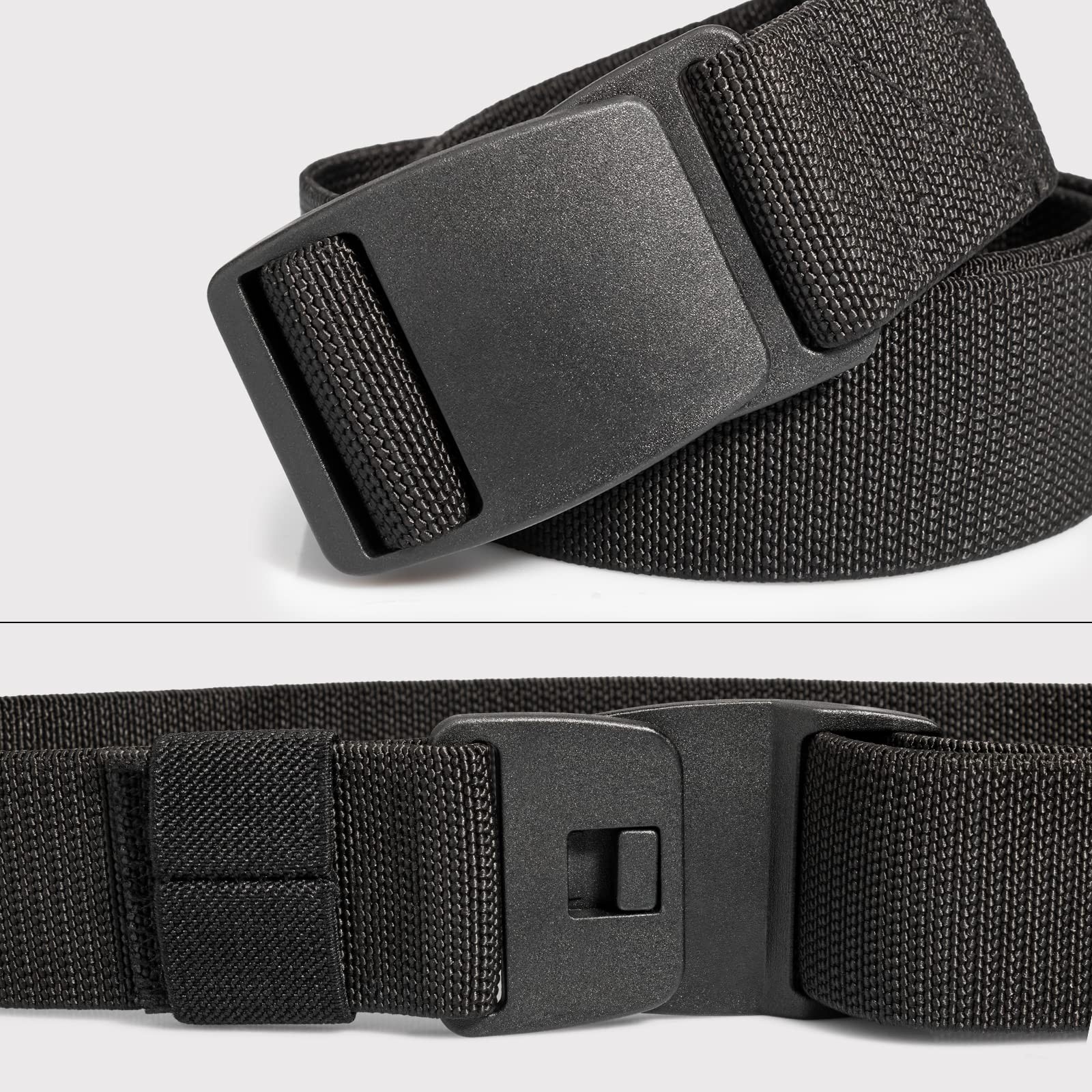 maikun Mens Nylon Plastic Buckle Belt, Casual Web X-Large (39 »-42 »), Black