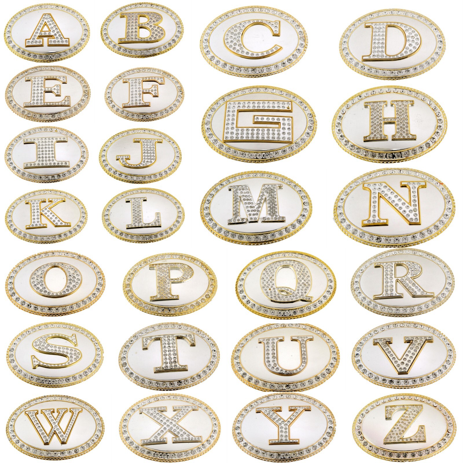 New Men Women Western Initial Rodeo Letter A-Z Silver Gold Metal Antiqued Mirror