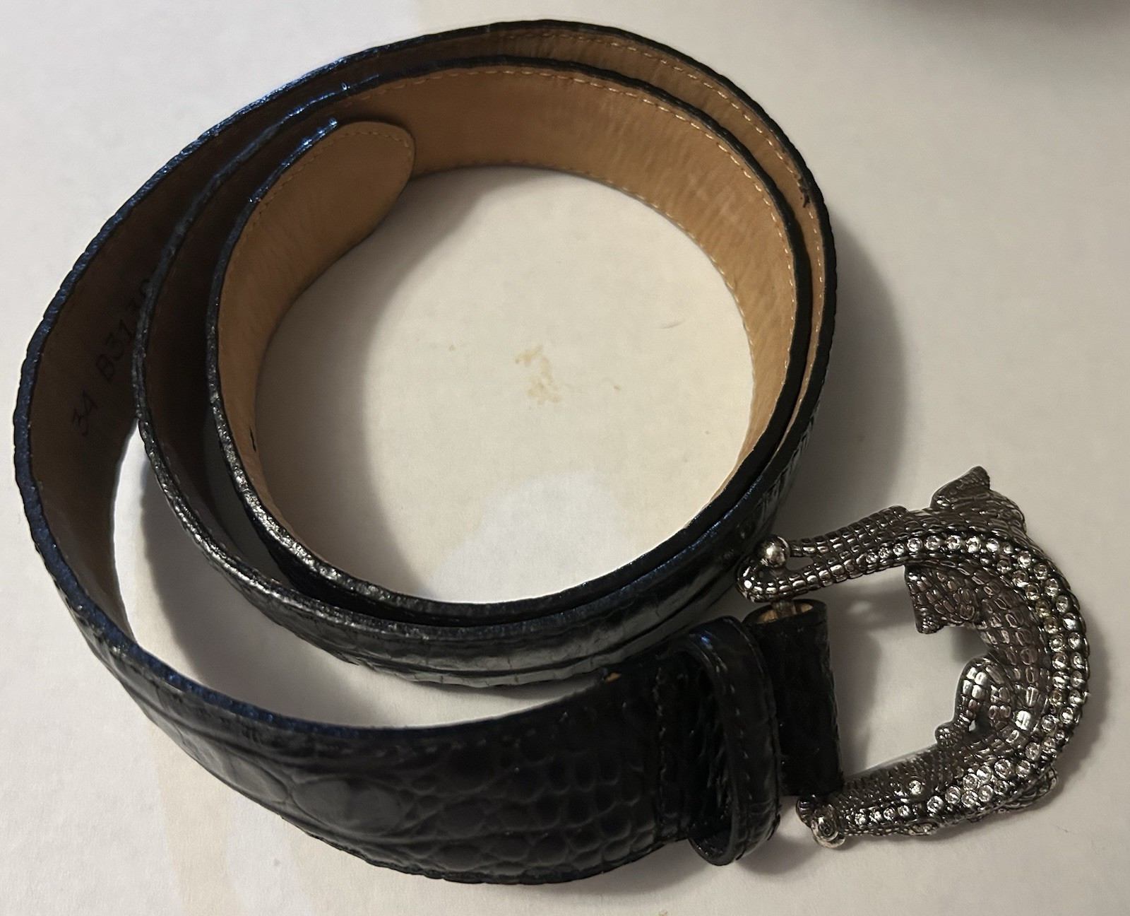 Brighton Diamond Crocodile Belt Buckle Belt Size 34 B31383
