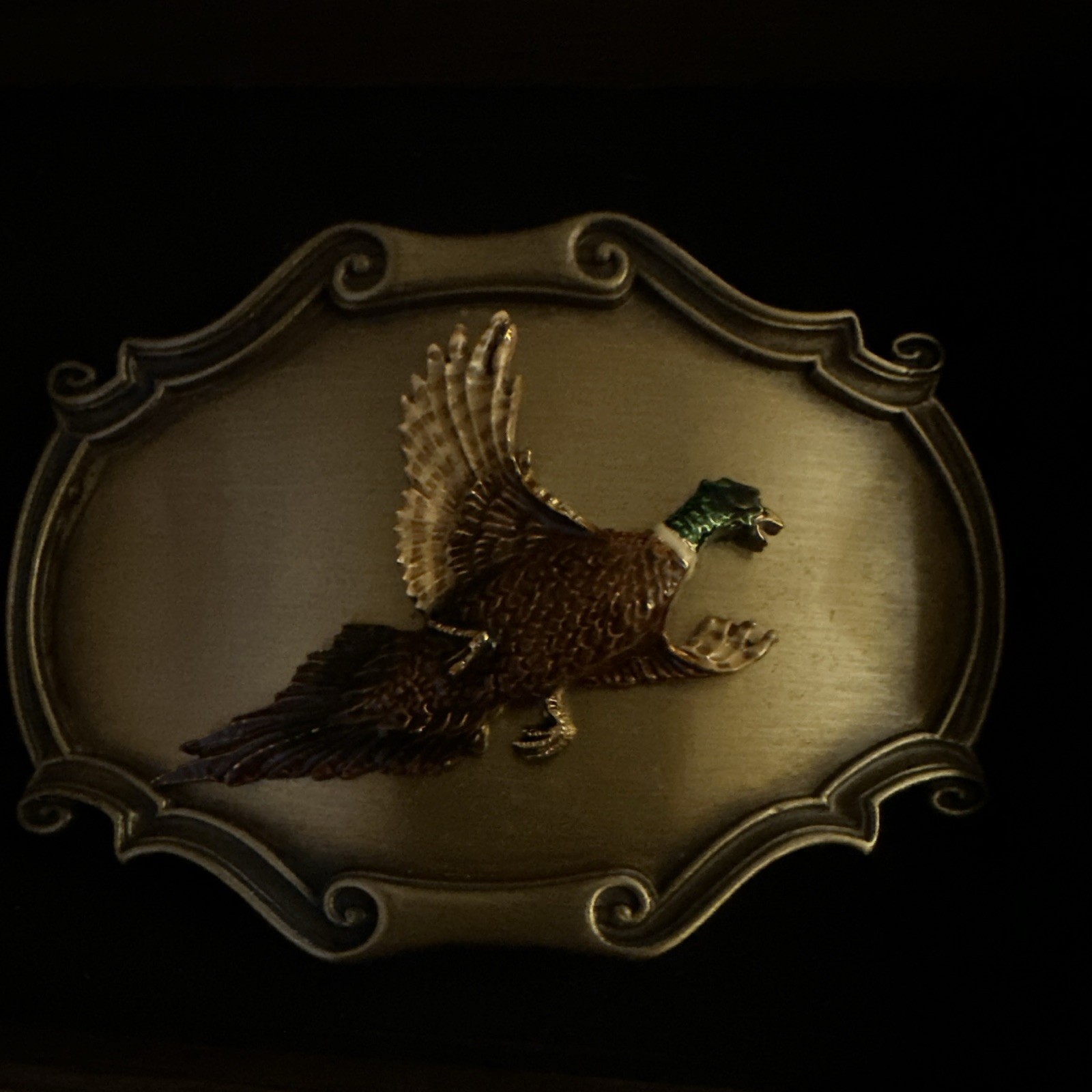 RainTree Made in USA Pheasant Hunting Belt Buckle Western Metal, Fits 2&Prime; Belt