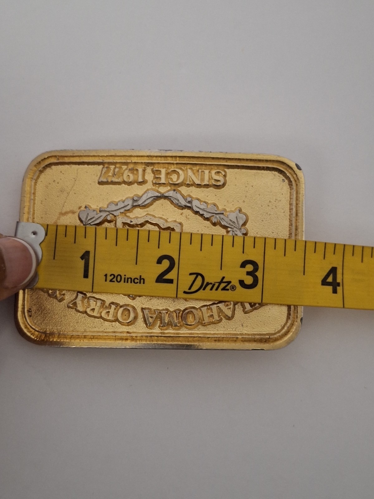 Vintage 1985 Oklahoma Opry Gold Metal Solid Brass Belt Buckle Cowboy Western