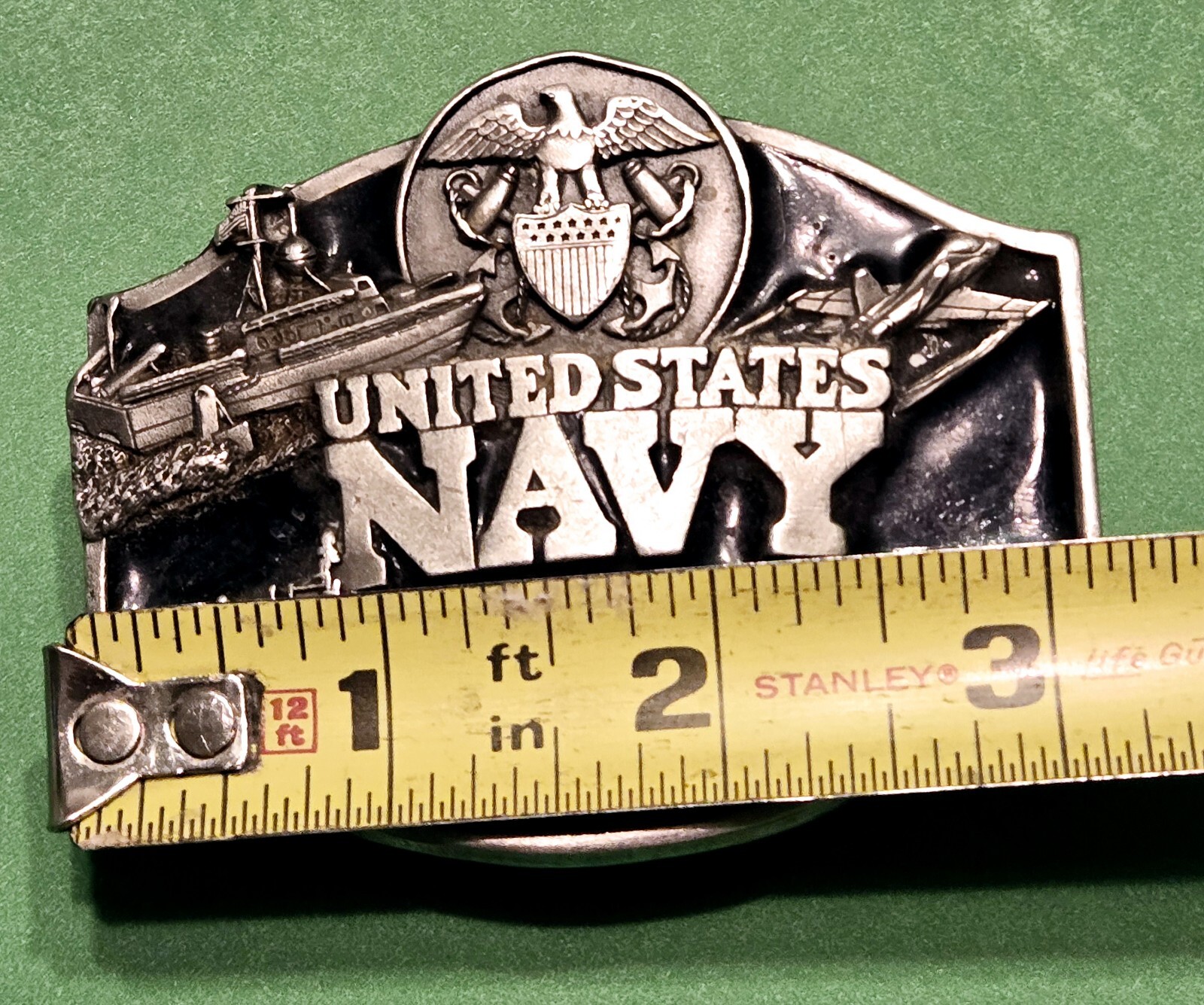 Vintage U.S. 🚢NAVY🚢 Pewter Belt Buckle SISKIYOU BUCKLE CO. Oregon, USA 1987
