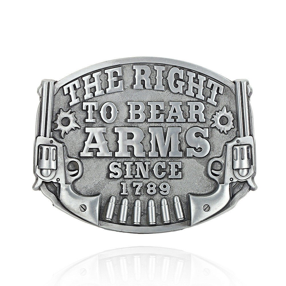 Right to Bear Arms Belt Buckle Western Coyboy Native American (RBA-01-S)