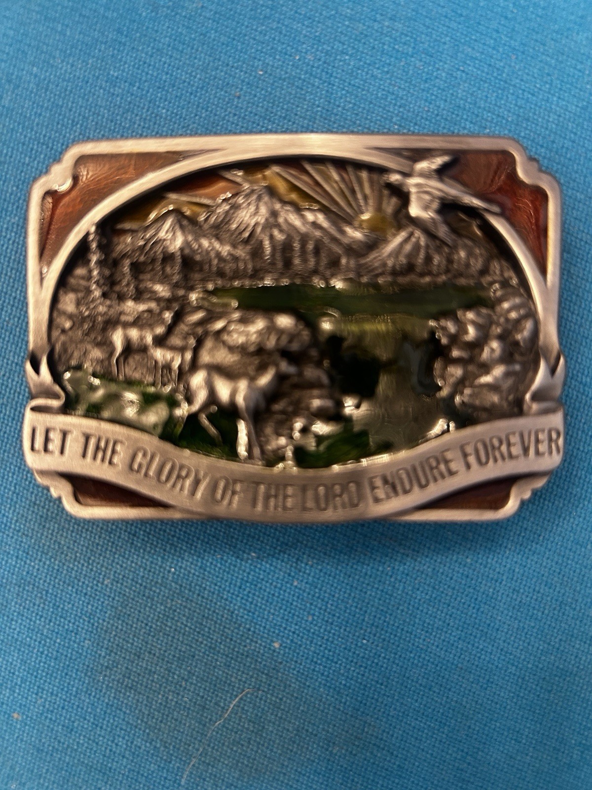 Silver Metal Embossed Plate Belt Buckle – Nebraska USA Football