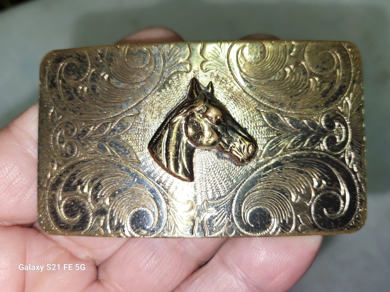 Nice Silver Plated Horse Head Metal Belt Buckle 3 1/4&Prime;
