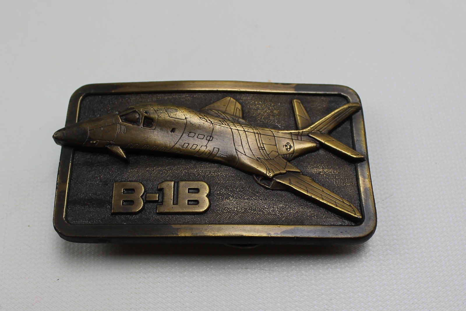 Brass B-1B Bomber USAF Rockwell International Belt Buckle