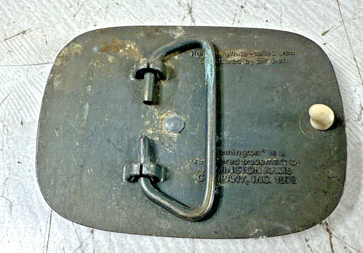 Vintage 1979 Remington Arms Whitetail Deer Belt Buckle Sid Bell Buck E1/3