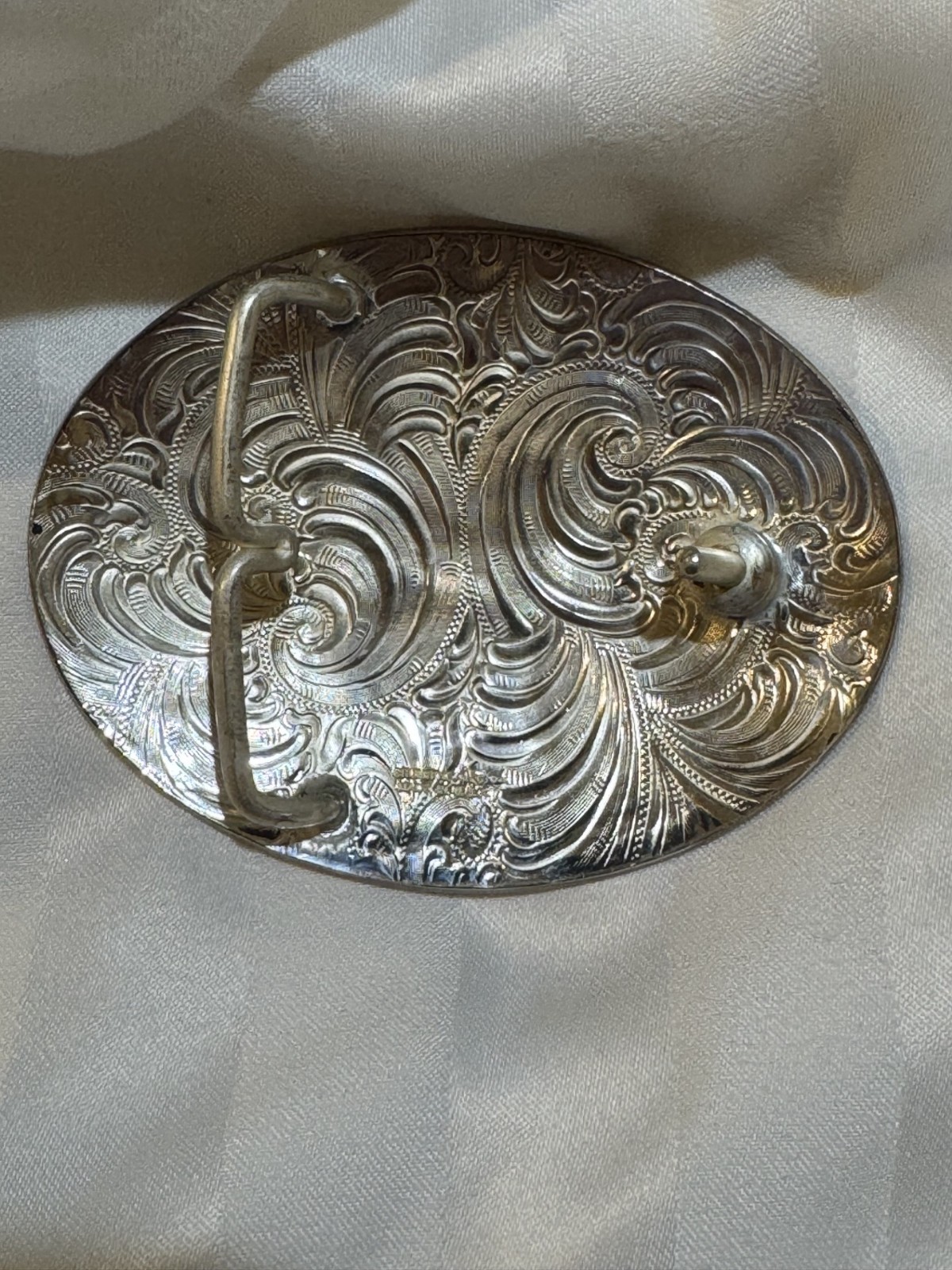 CRUMRINE Gold and Silver Tone Cabochon Onyx Bear Claw Buckle Made in USA