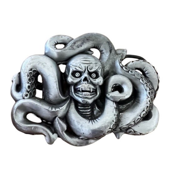 Zinc alloy Skull Tentacles Octopus Creature Unisex Belt Buckle.