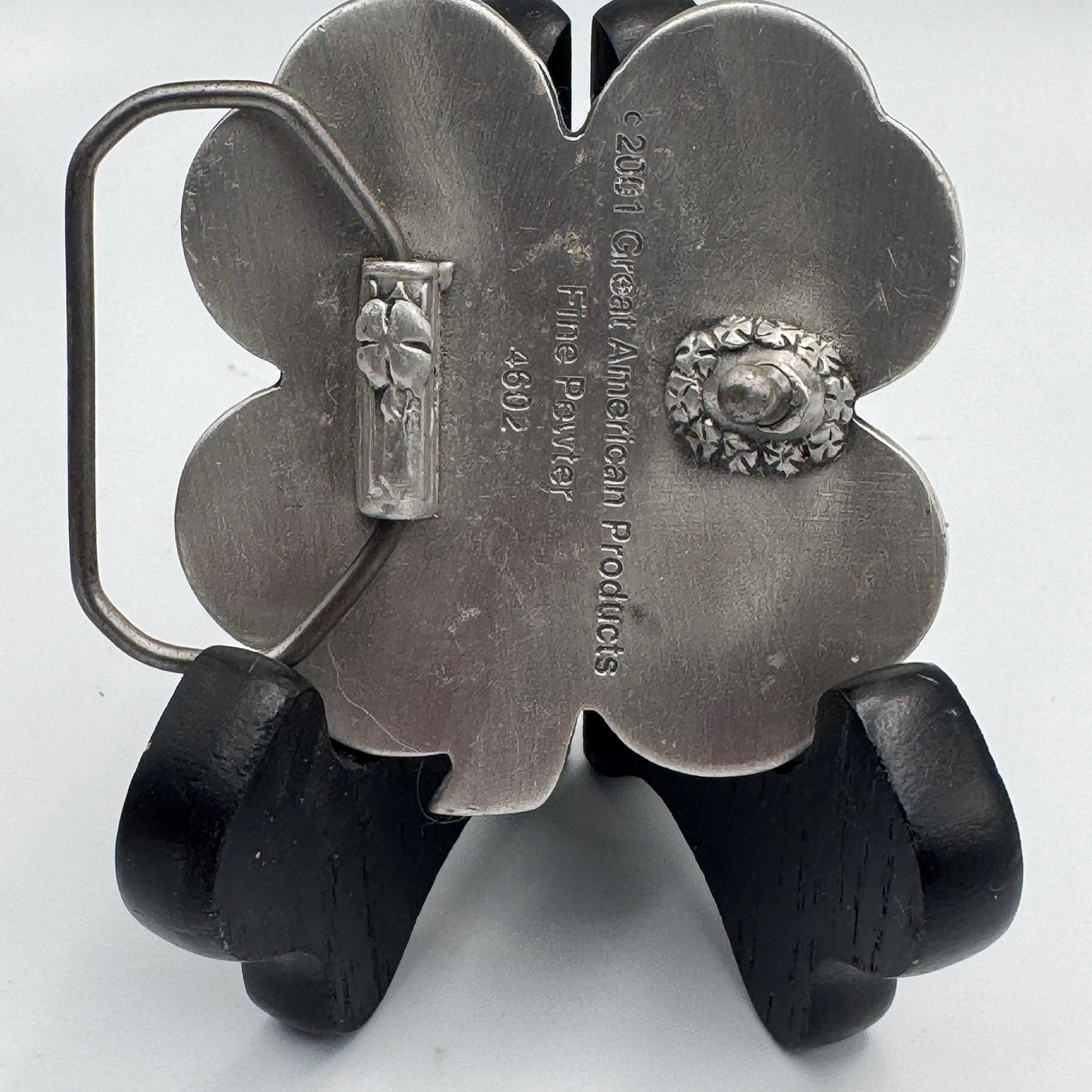 Great American Products 2001 Green Four Leaf Clover Fine Pewter Belt Buckle 4602